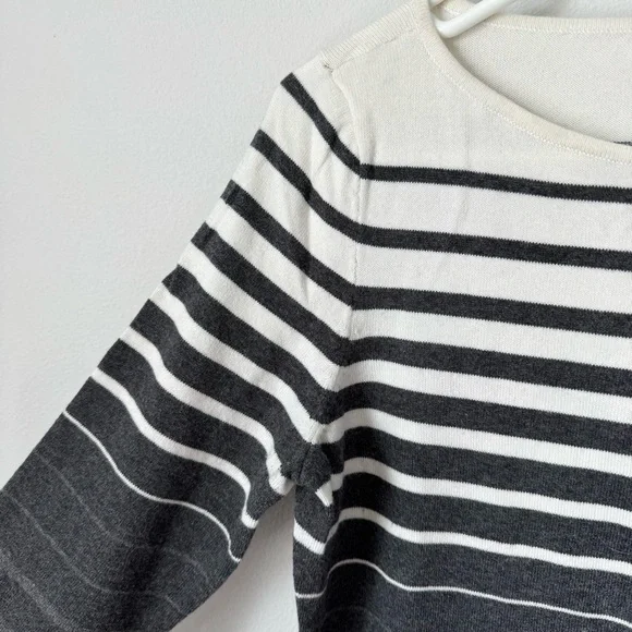 Lauren Ralph Lauren Gray Striped Sweater Dress Size Medium Gray Black White Fall - Picture 5 of 12